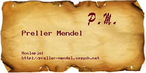 Preller Mendel névjegykártya